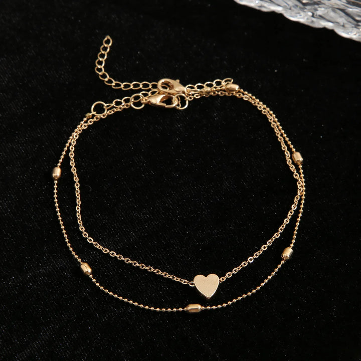 Adjustable heart ankle bracelet