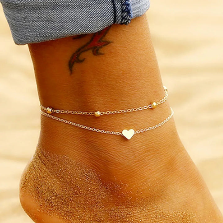 Adjustable heart ankle bracelet