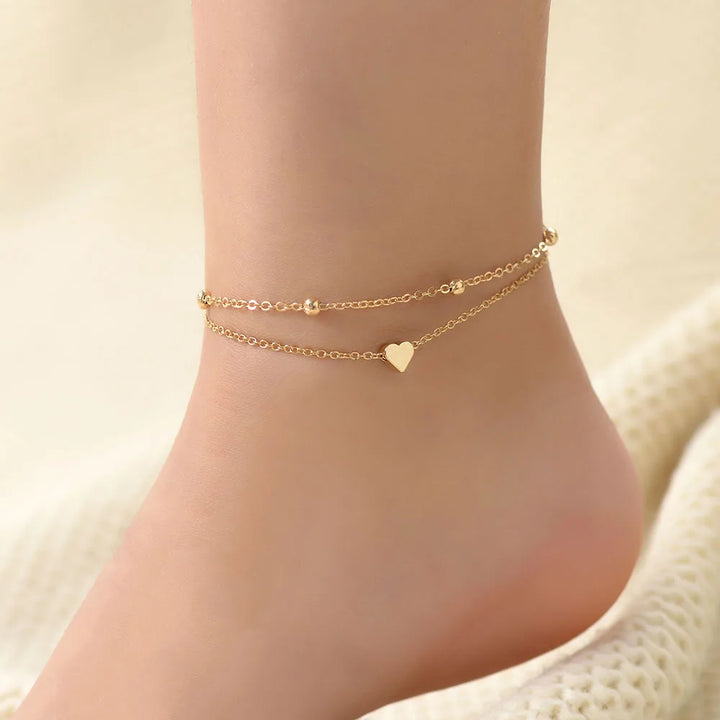 Adjustable heart ankle bracelet